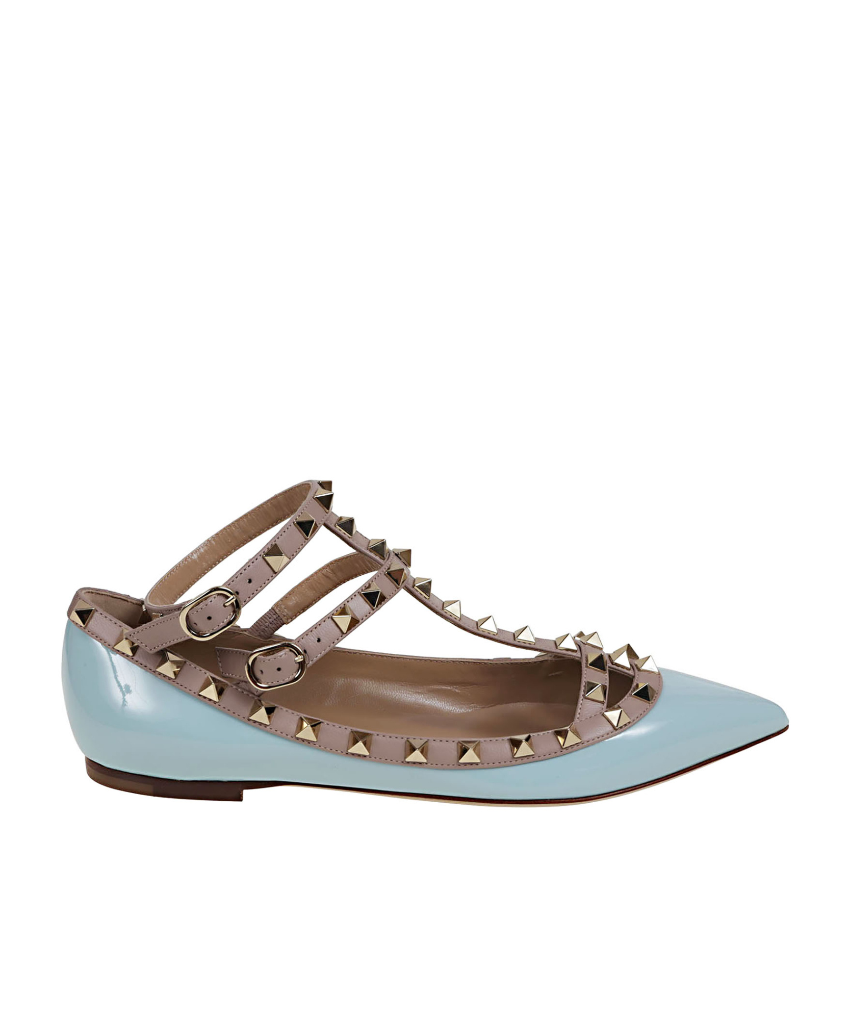 VALENTINO GARAVANI ROCKSTUD PATENT-LEATHER BALLET FLATS