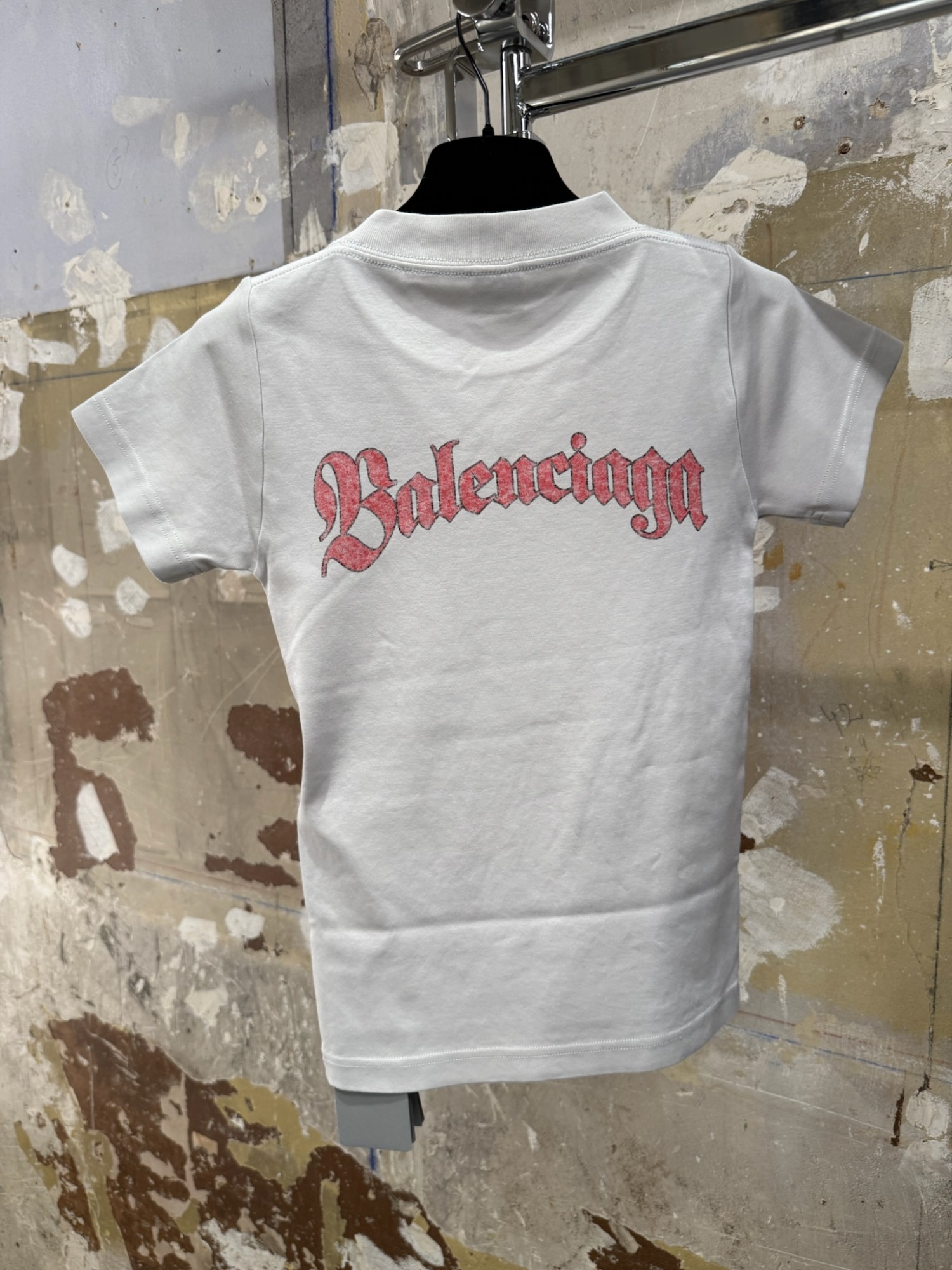 Balenciaga Women Graphic Logo Crew Neck T-shirt In Gray