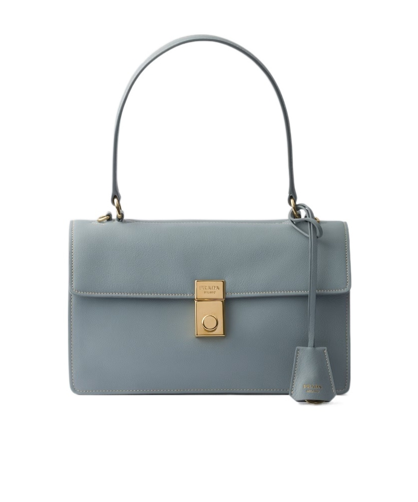 Shop Prada Soft Sound Medium Leather Shoulder Bag In Opal