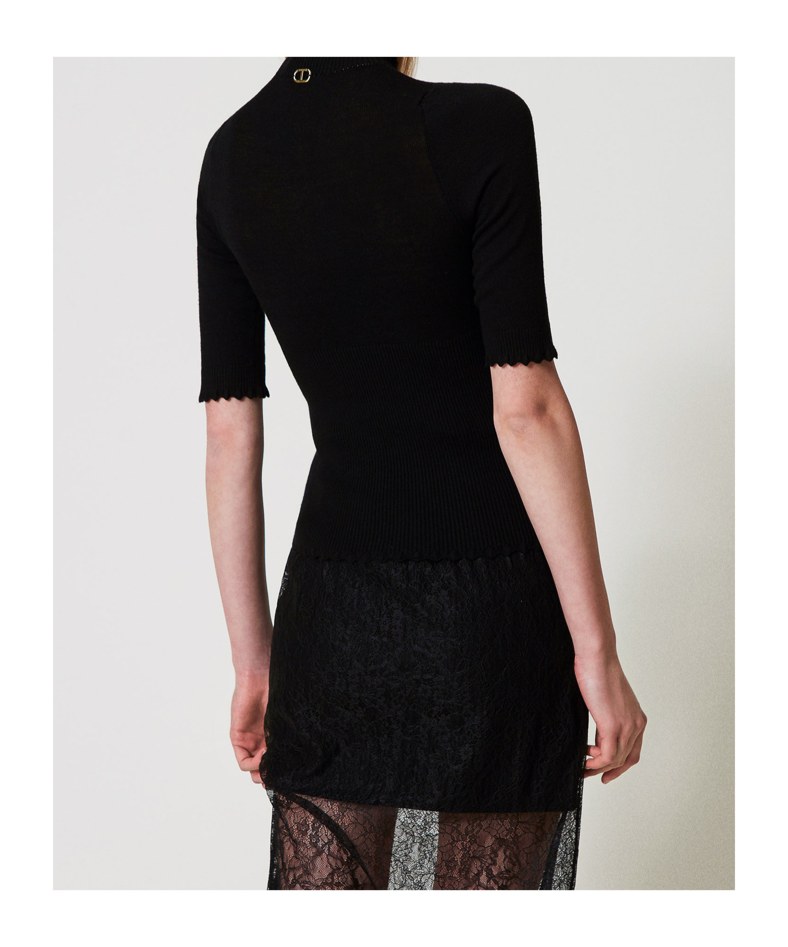 Shop Twinset Knitted T-shirt In Black