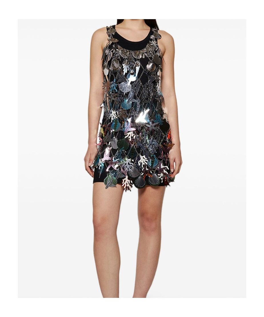 Rabanne Robe Shell-coral Chain-effect Mini Dress In Multi