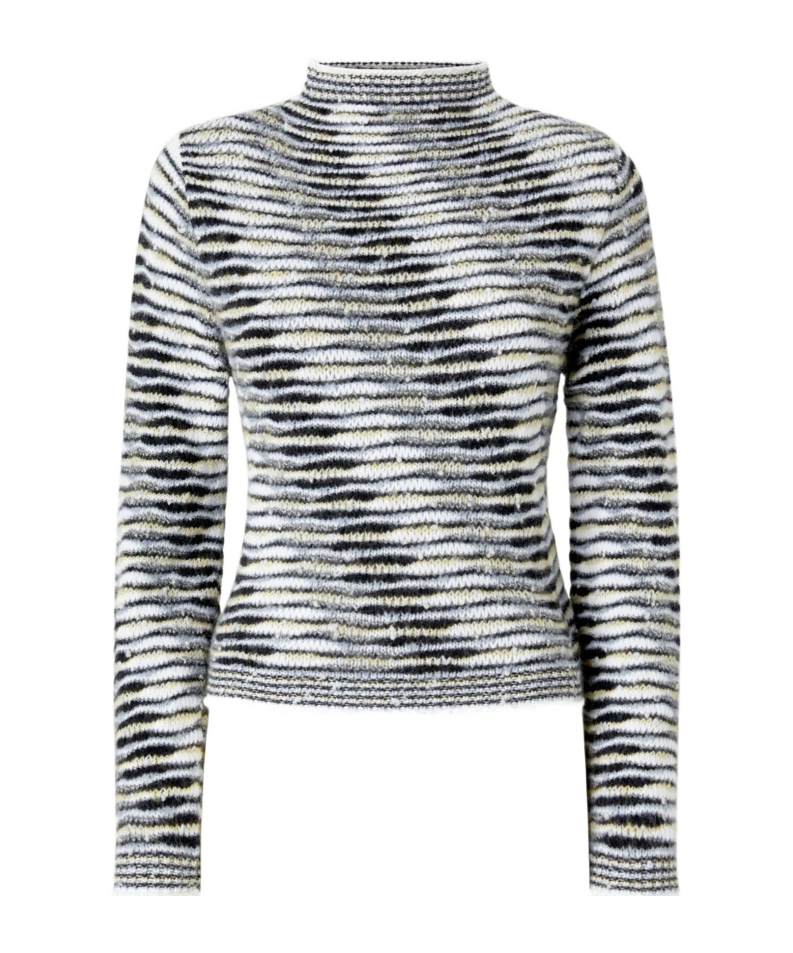 Missoni Striped Mock Neck Long Sleeve Knit Top In Multi