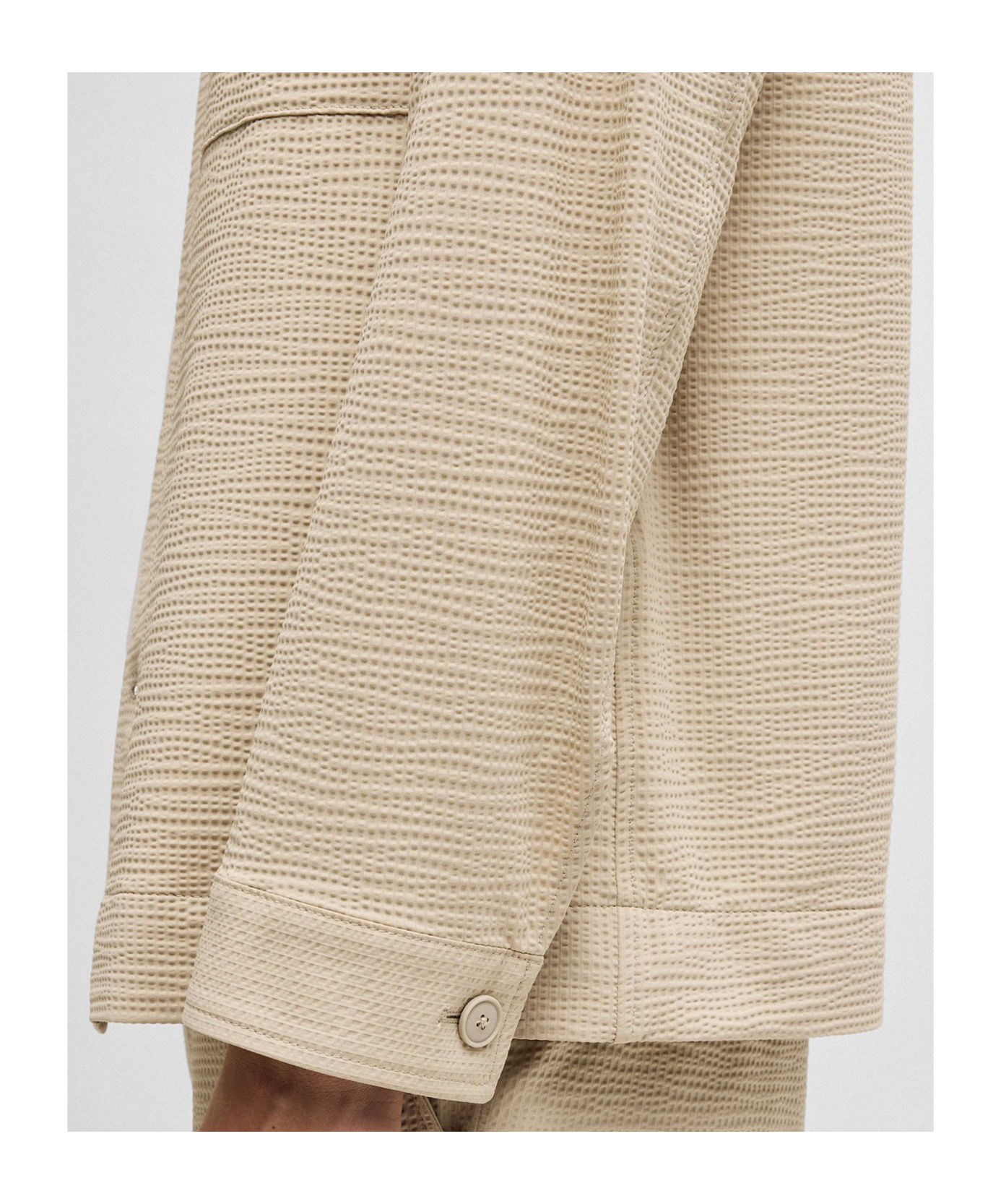 Hugo Boss Textured Fabric Button-up Shirt In Nude