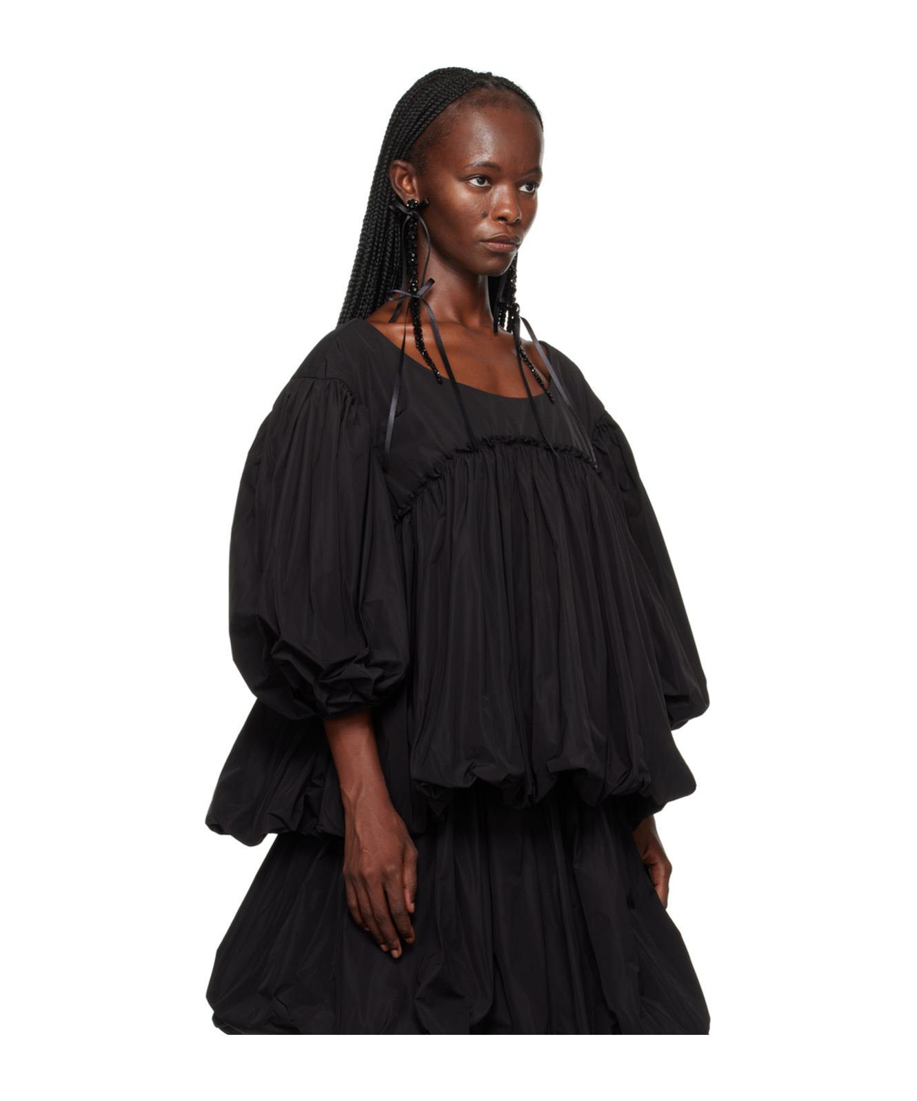 Simone Rocha Black Gathered Blouse In Black
