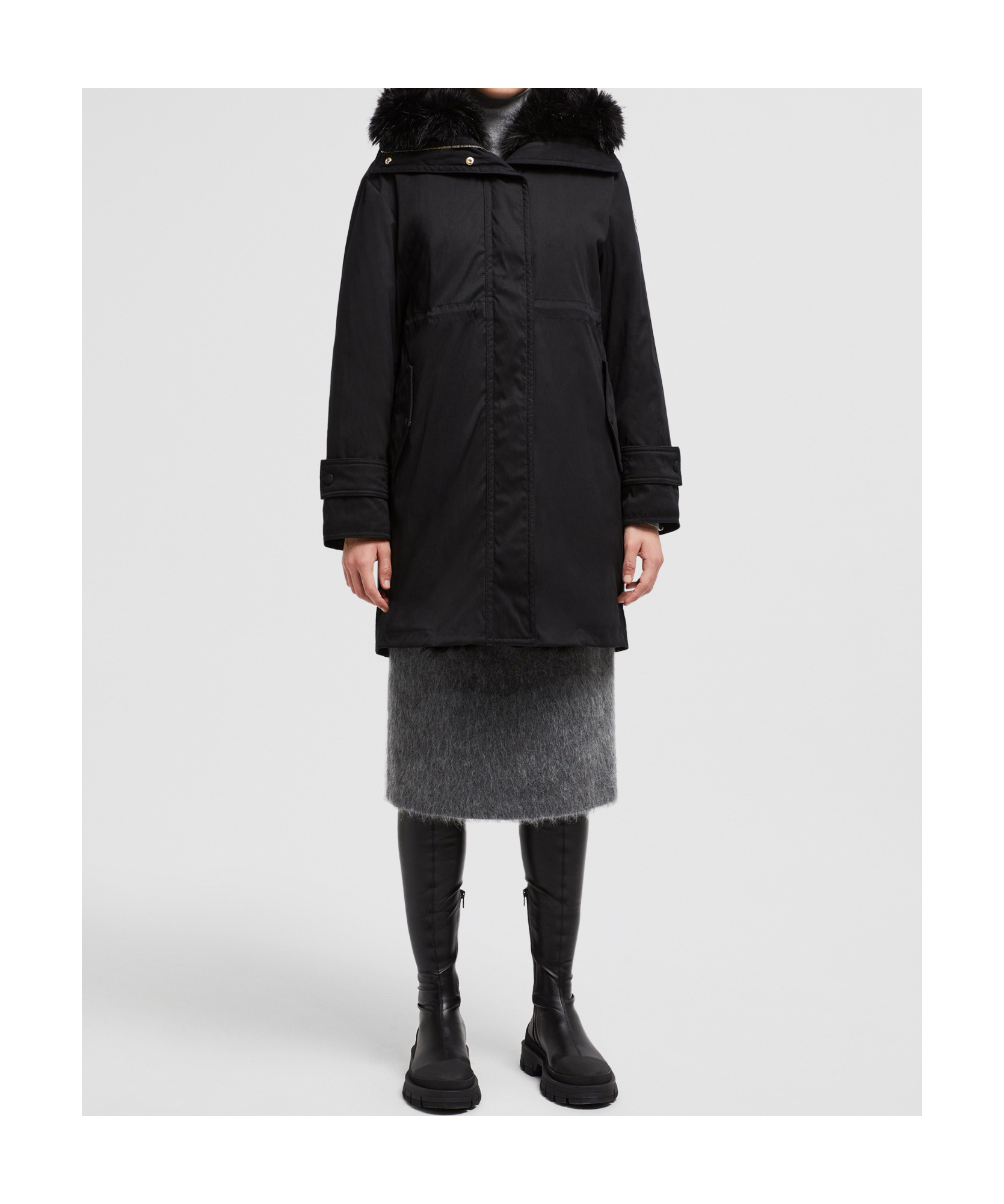 Moncler Bresis Hooded Parka Coat In Black