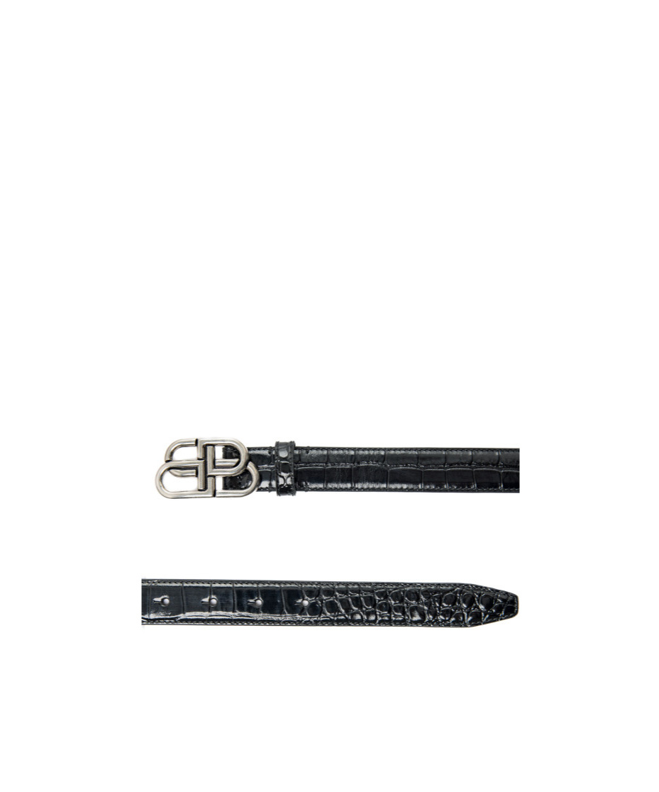 Balenciaga Bb Thin Belt In Black