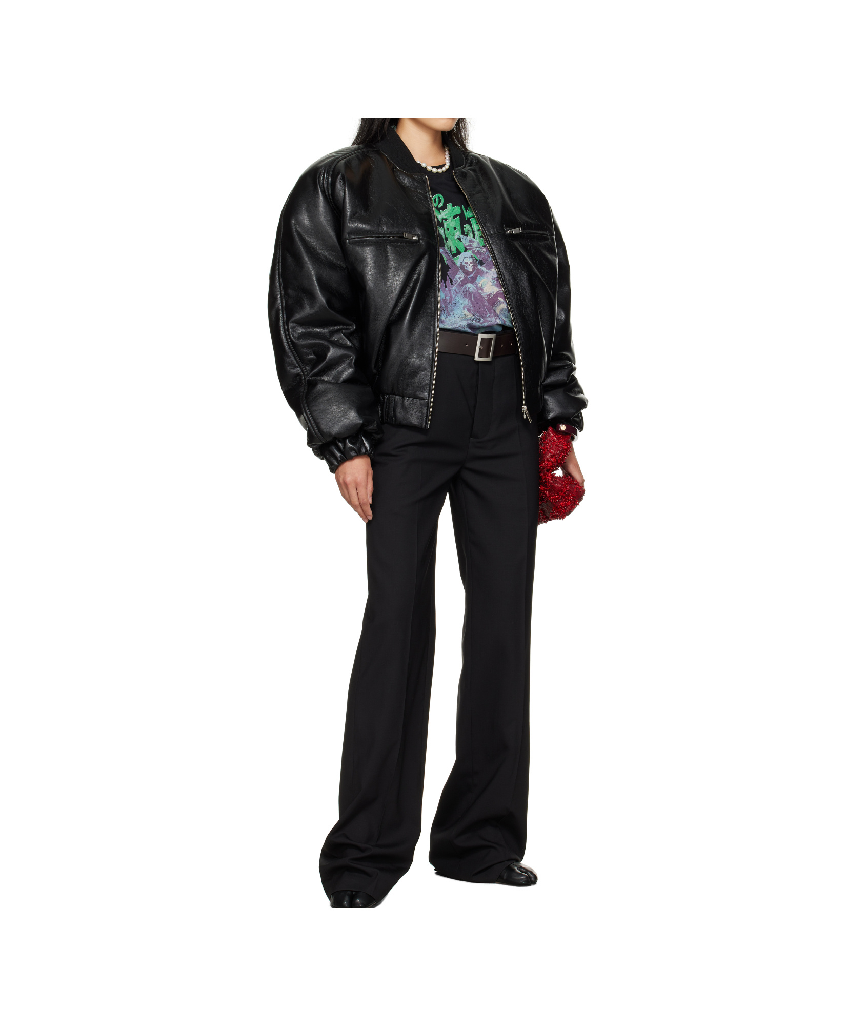Lu'u Dan Riot Synthetic Leather Bomber Jacket In Black