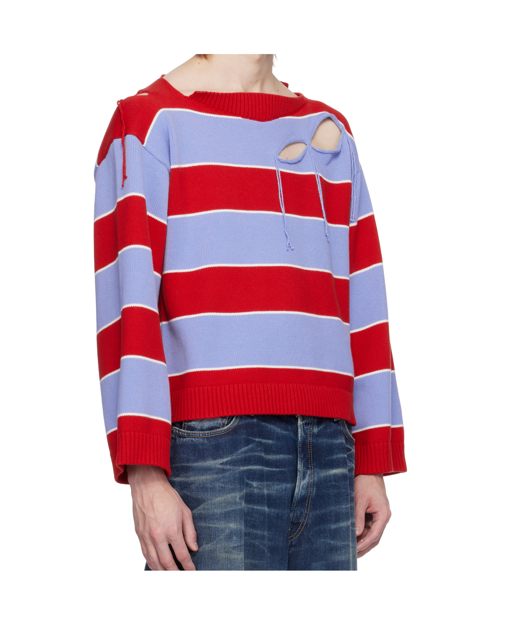 Charles Jeffrrey Loverboy Slash Stripe Sweater In Red