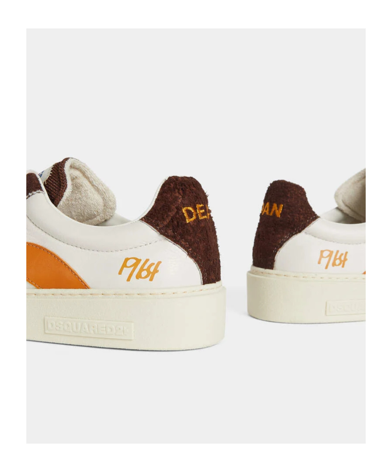 Dsquared2 1964 White And Brown Leather And Suede Sneakers In Multi