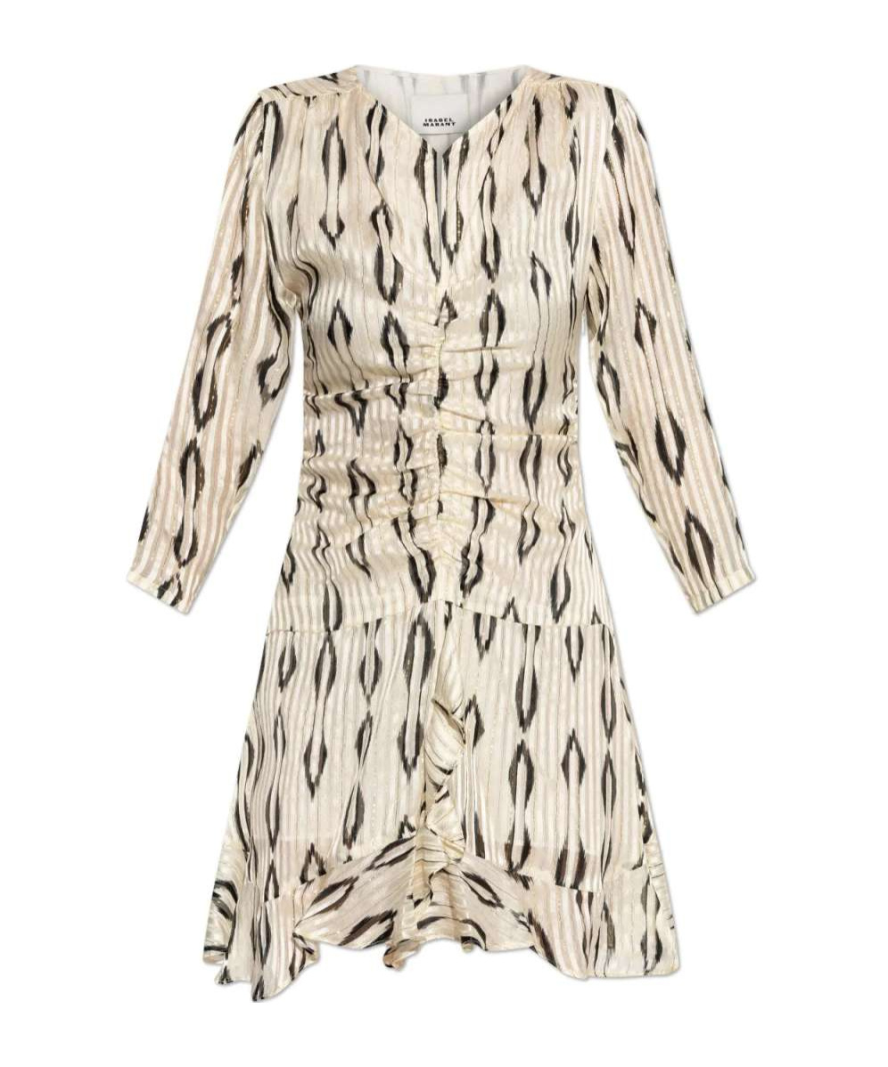 Isabel Marant Octavia Printed Mini Silk Dress In Neutral
