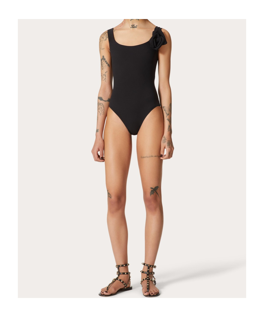 VALENTINO ROSE-APPLIQUÉ SWIMSUIT