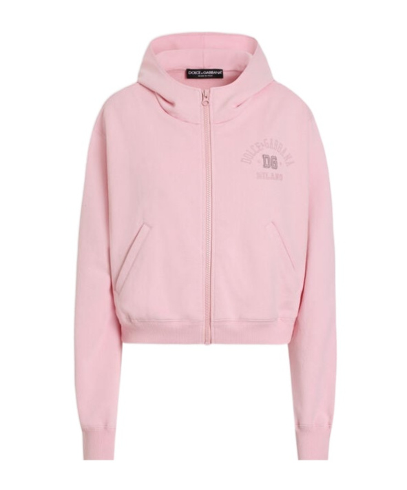 Dolce & Gabbana Logo-embroidered Hoodie In Pink