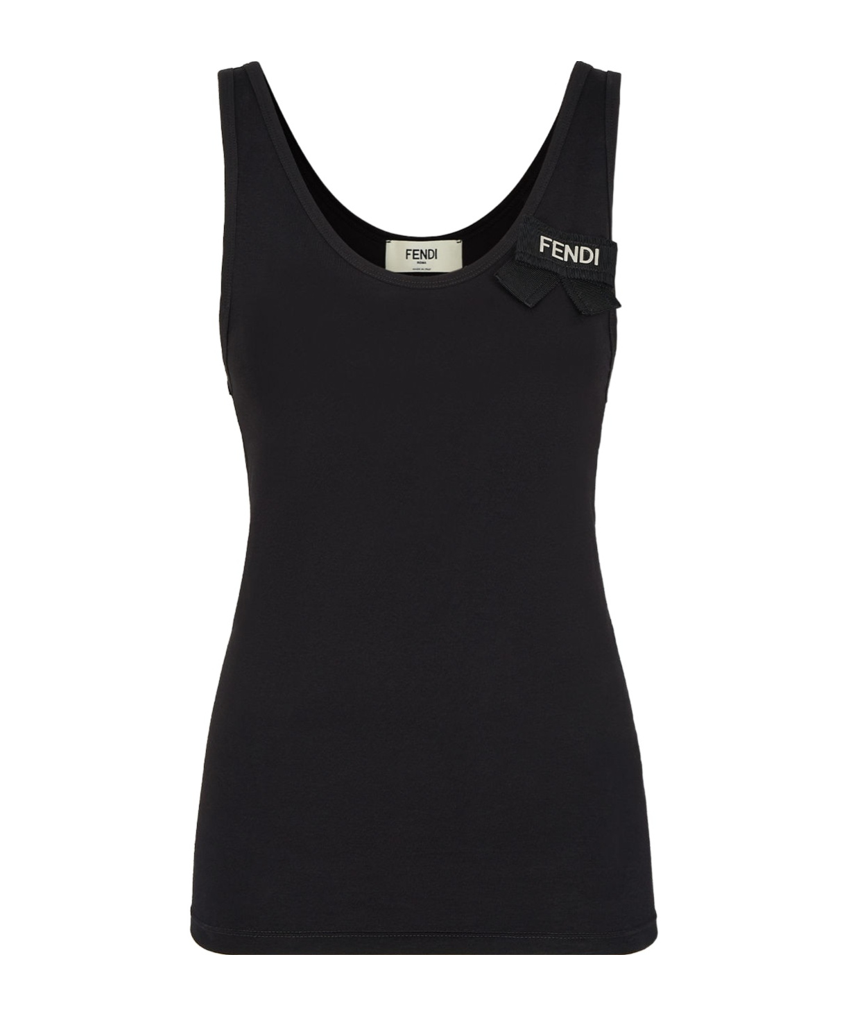 Fendi Logo-ribbon Tank Top In Black