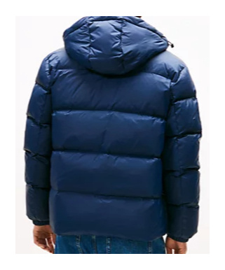 Tommy Hilfiger Water Repellent Down Hooded Jacket In Blue