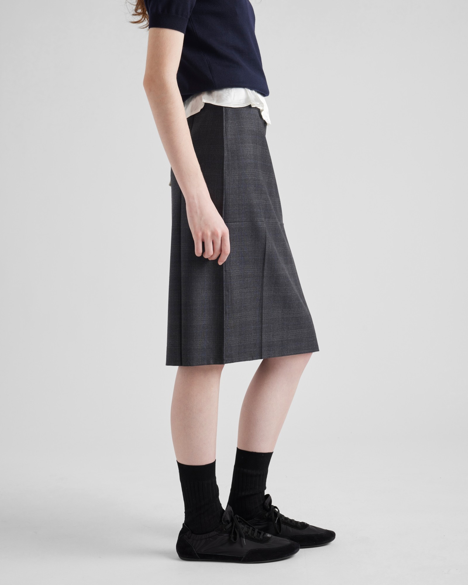 Prada Elastic Waist Skirt In Gray
