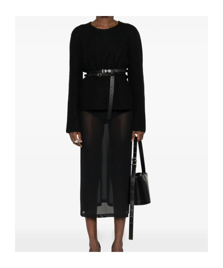 Jil Sander Ribbed Wool-mohair Blend Sweater In Black