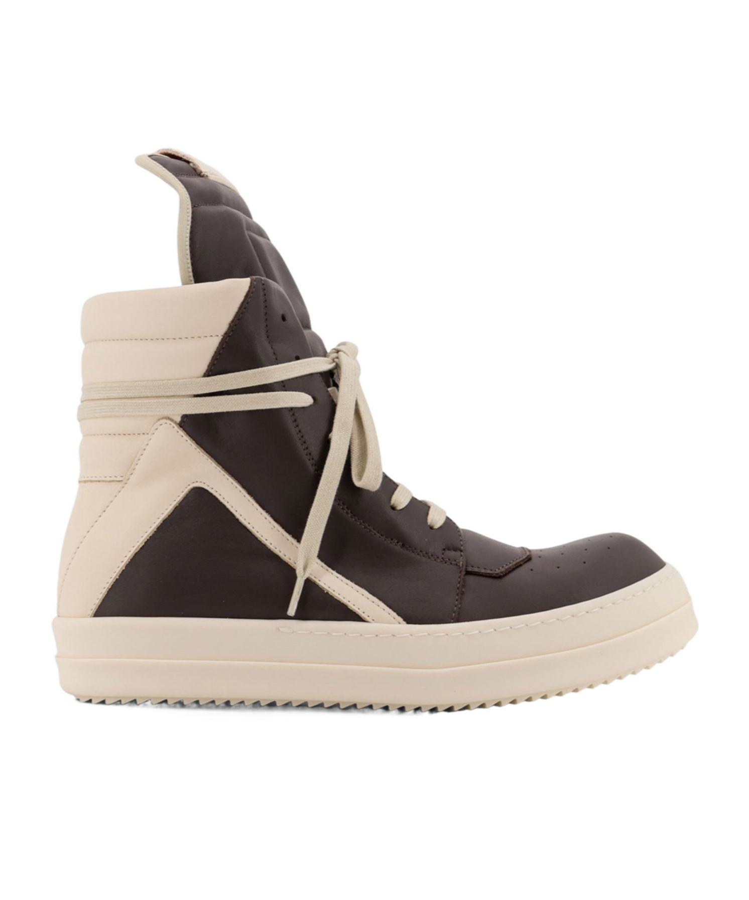 Rick Owens Geobasket High-top Leather Sneakers In Brown