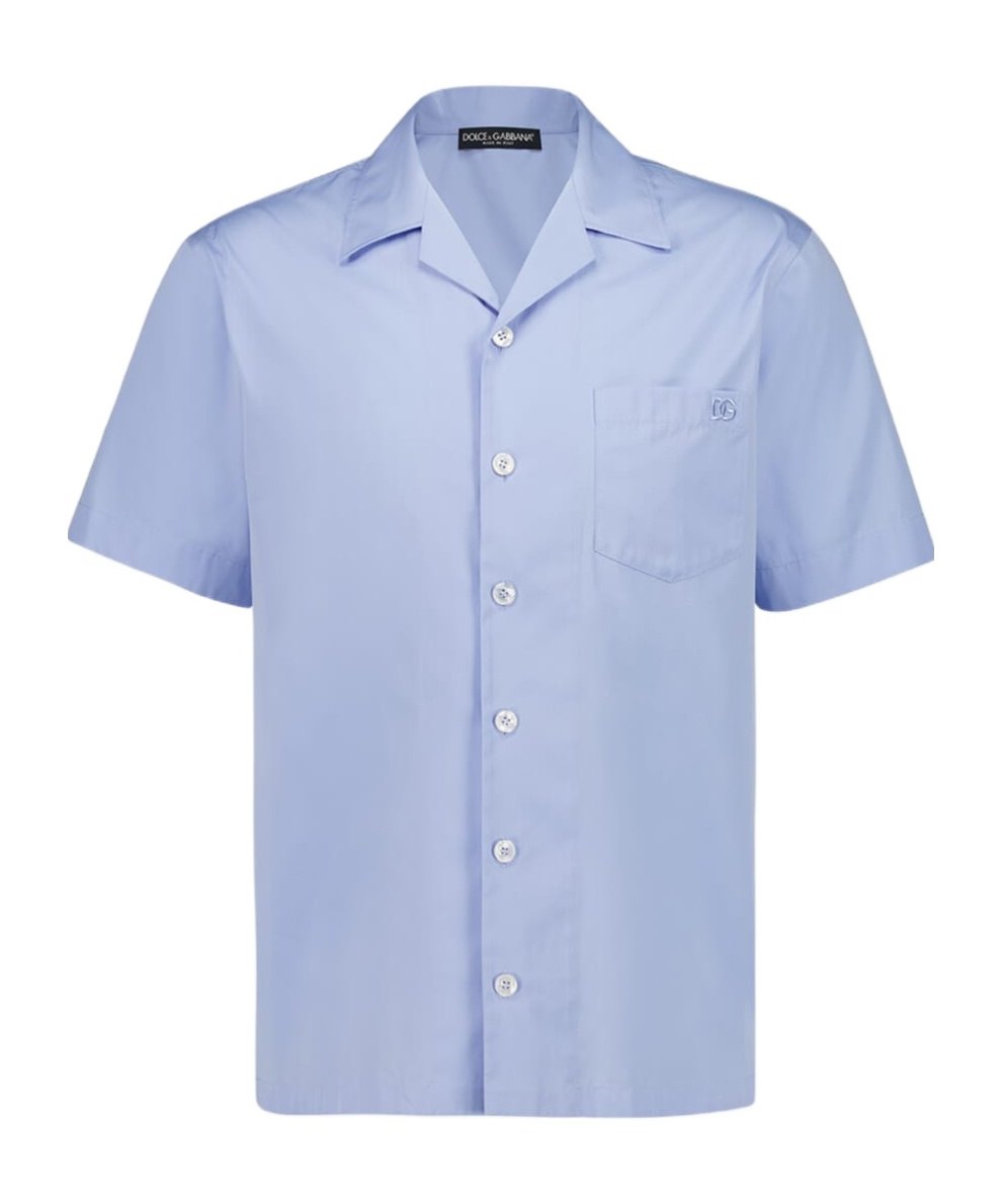 Dolce & Gabbana Revere-collar Pocket Shirt In Blue