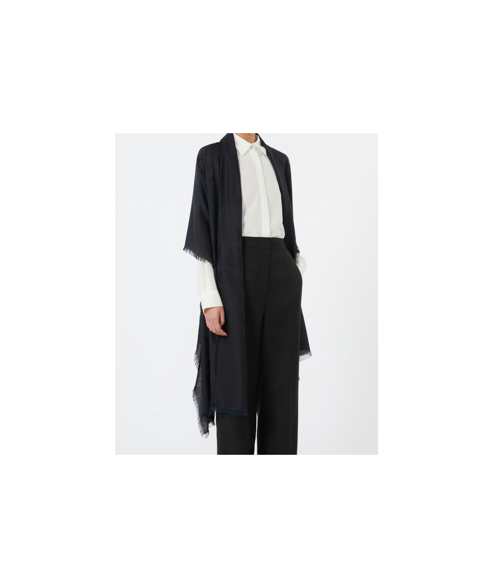 Max Mara Jacquard Silk And Cotton Stole In Black