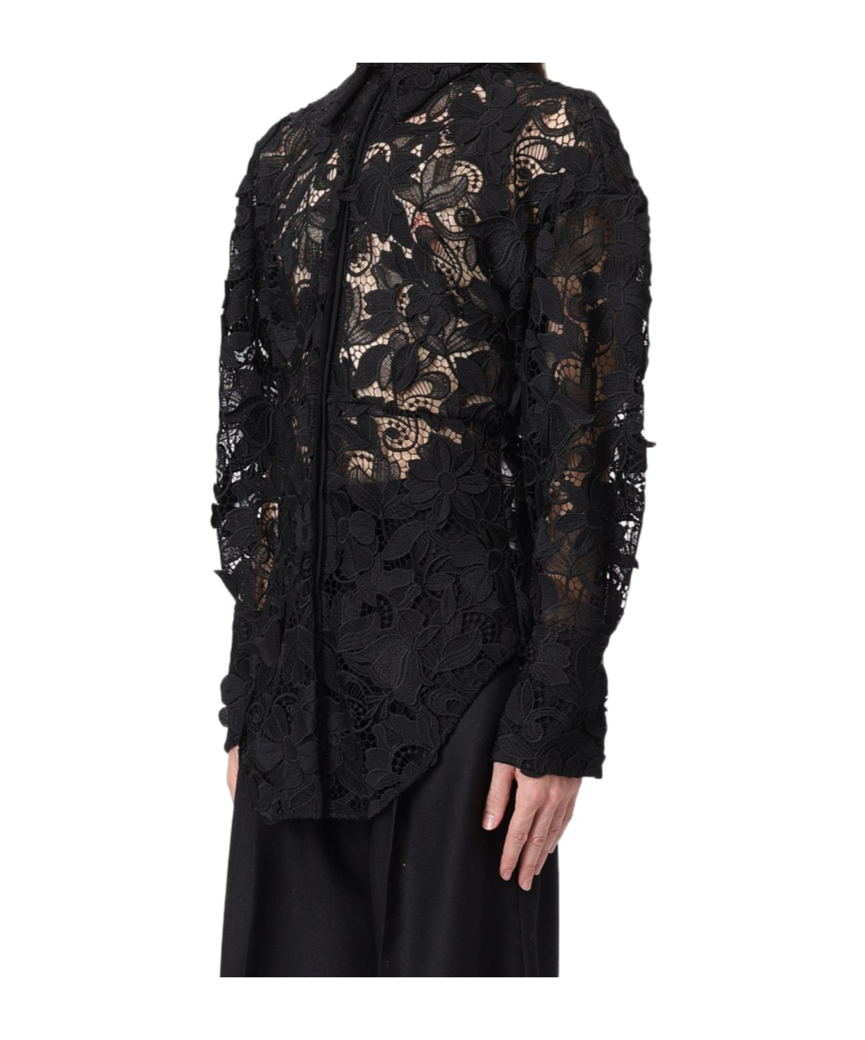 Blumarine Macrame-lace Shirt In Black