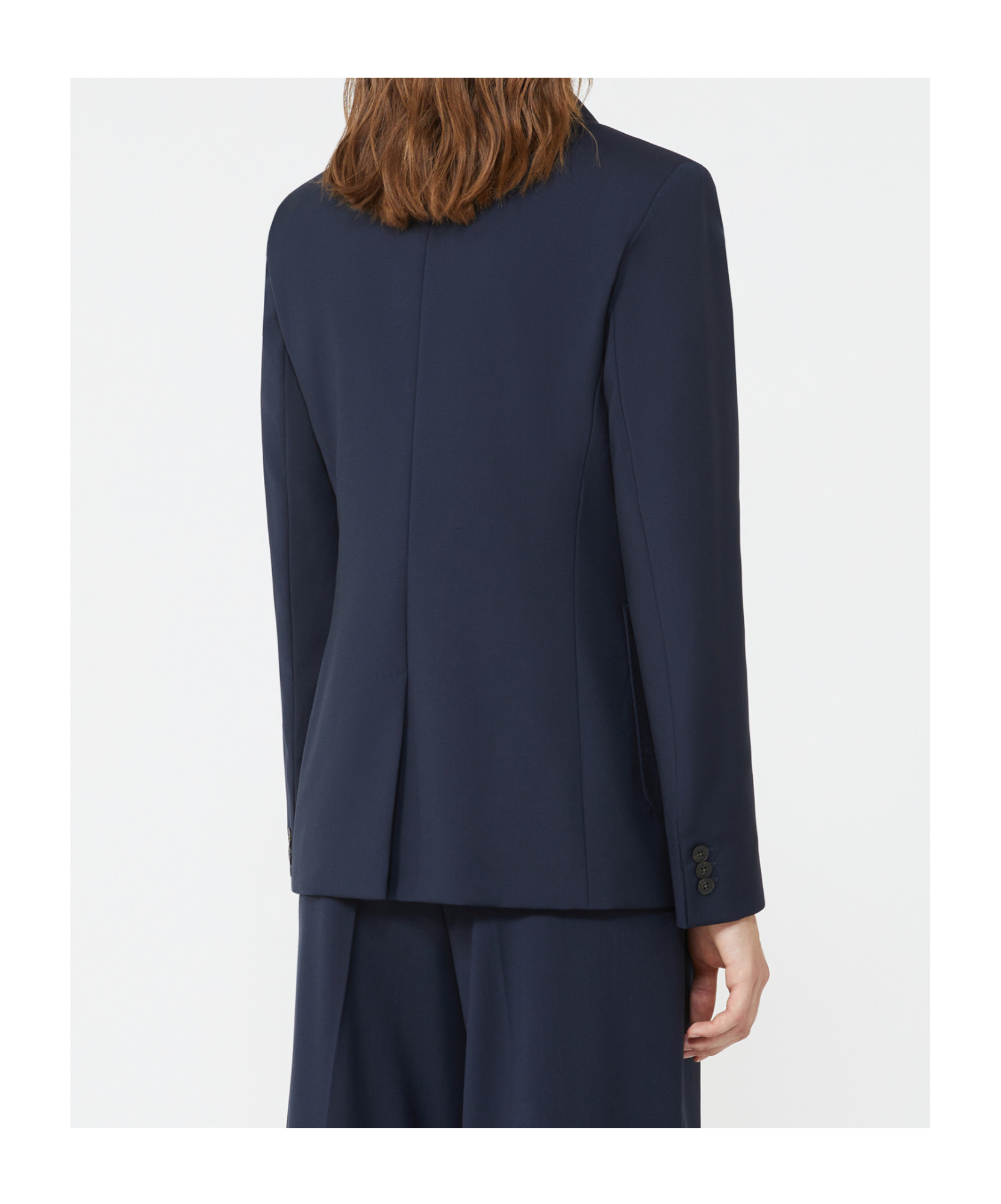 Weekend Max Mara Blazer De Tela De Lana Con Cierre Cruzado De Doble Botón In Blue