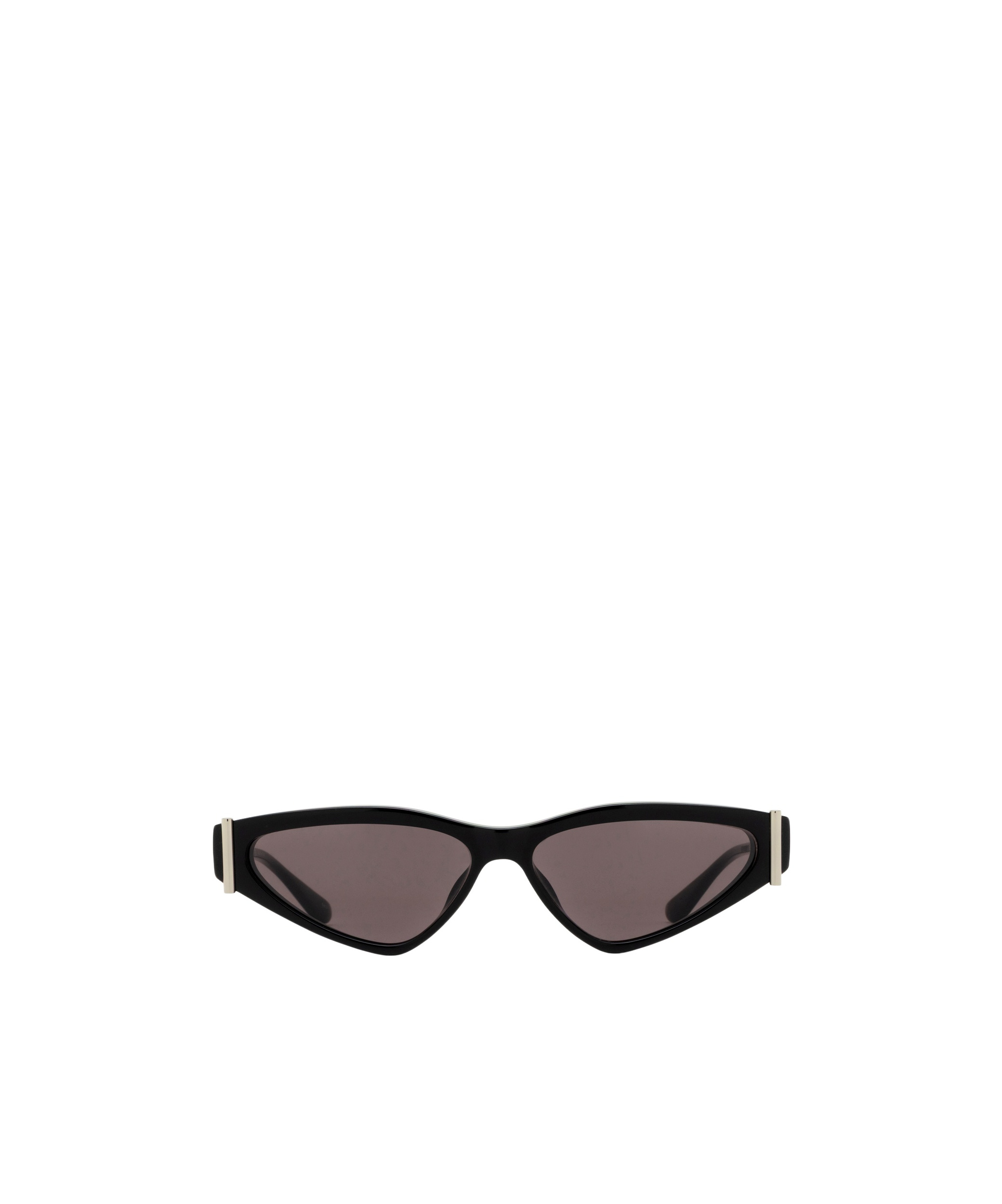 Alexander Mcqueen Cat-eye Black Acetate Sunglasses With Metal Temples In Shiny Black With Silver