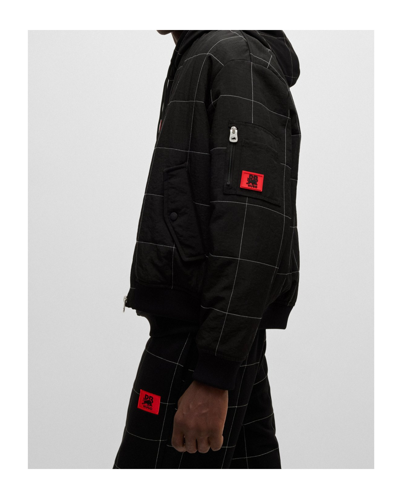 Hugo Boss X Rb Water-repellent Bomber Jacket With Grid Quilting In Black