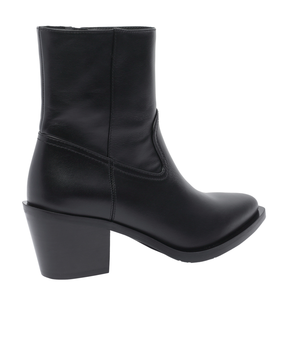 Stuart Weitzman Leather Block Heel Ankle Boots With Pointed Toe