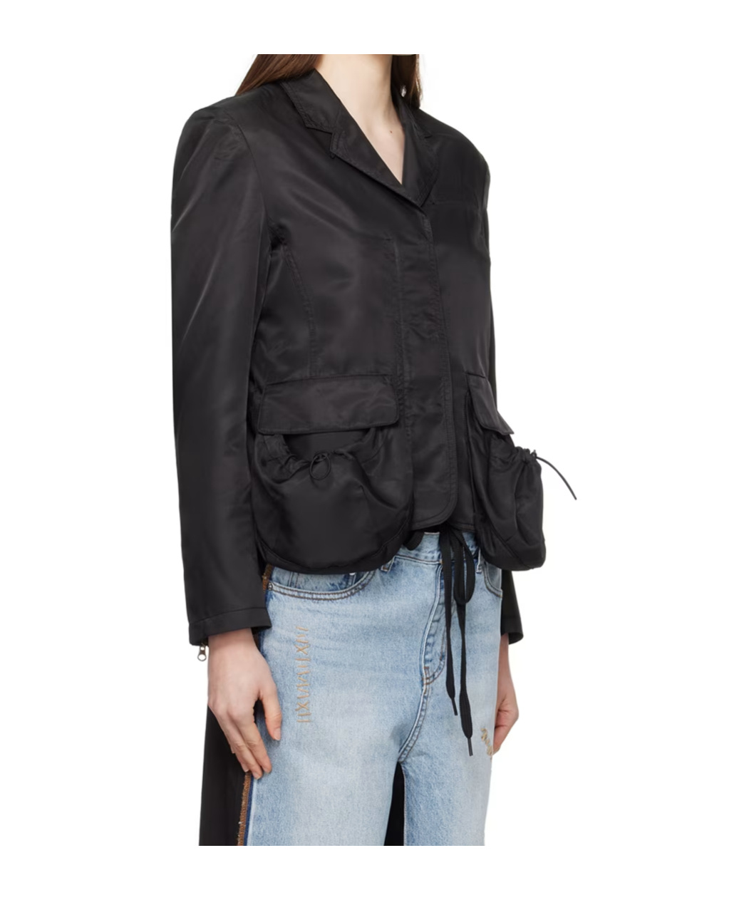 Open Yy Patch Pocket Jacket In Black