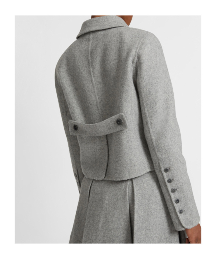 Ermanno Scervino Short Double-breasted Coat In Virgin Wool Blend With Adjustable Collar In Gray