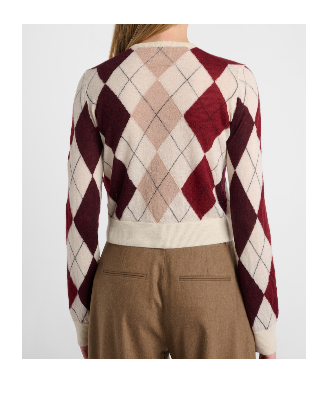 Khaite Charli Calf Hair-trimmed Argyle Cashmere And Mohair-blend Cardigan In Multi