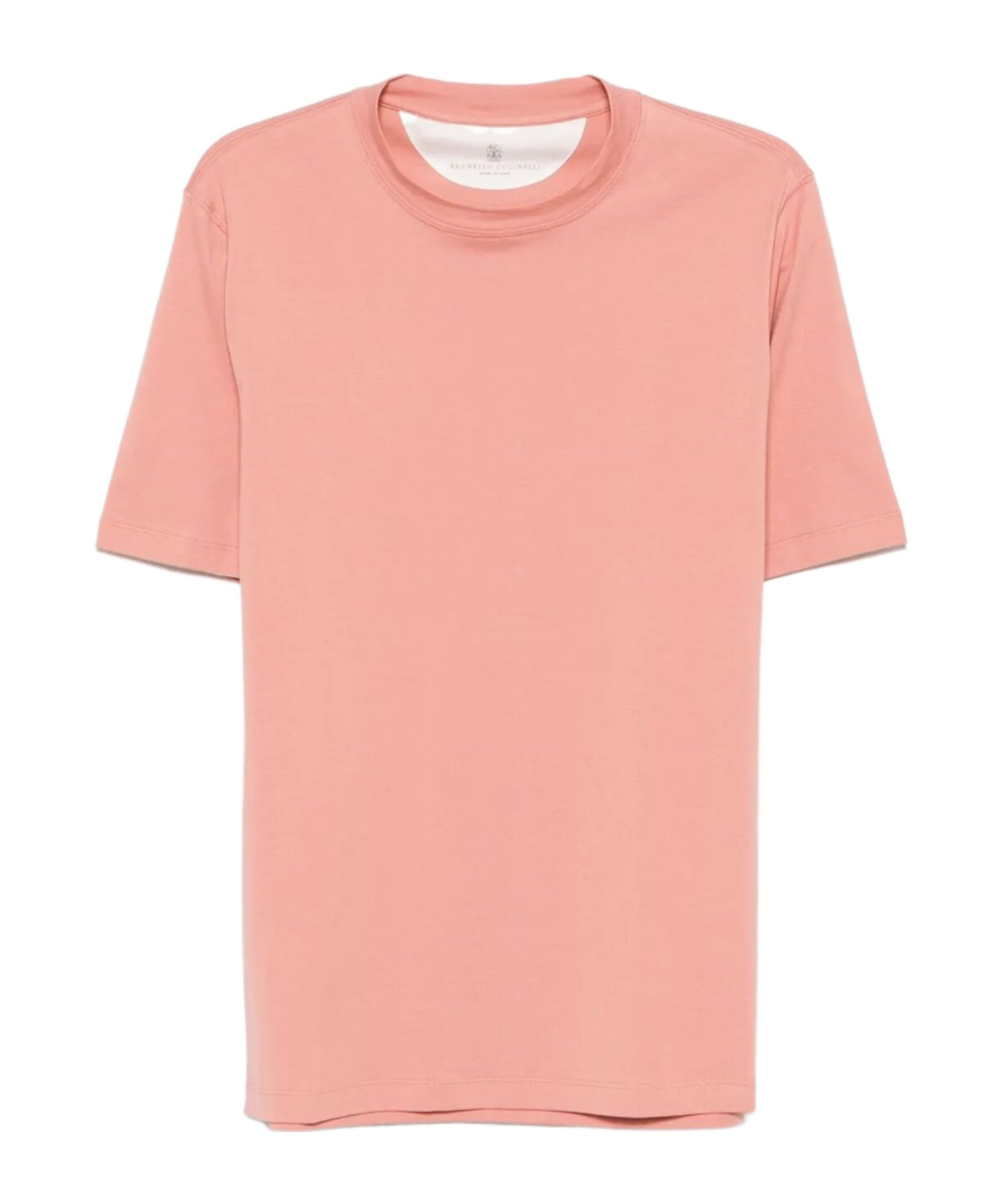 Brunello Cucinelli Men Crew Neck T-shirt With Faux-layering In Pink
