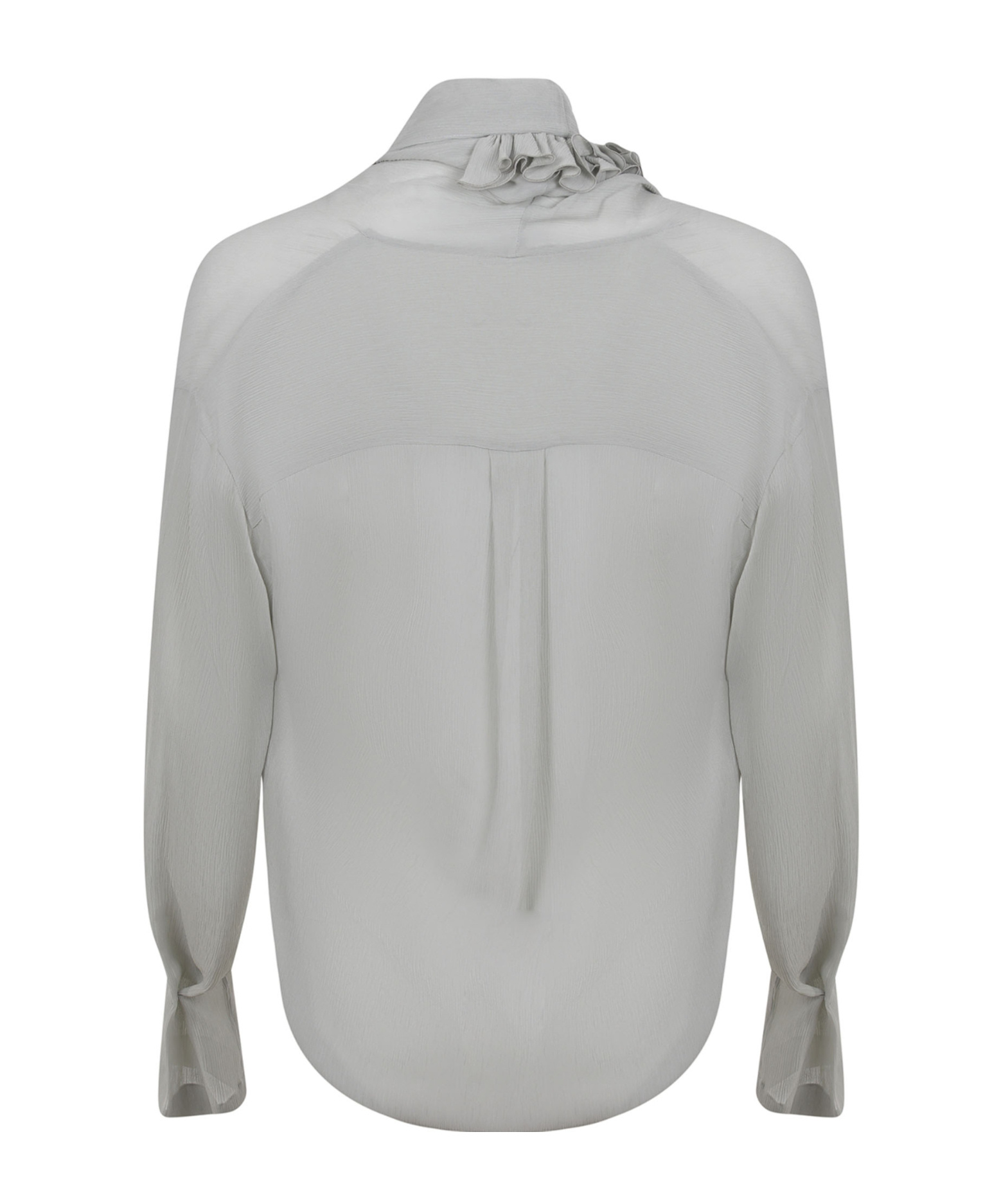Alberta Ferretti Light Gray Ruffle Blouse With Deep V-neckline In Gray
