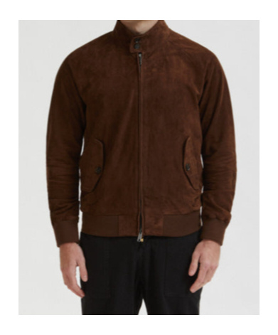 Baracuta Zip-up Suede Leather Jacket In Red