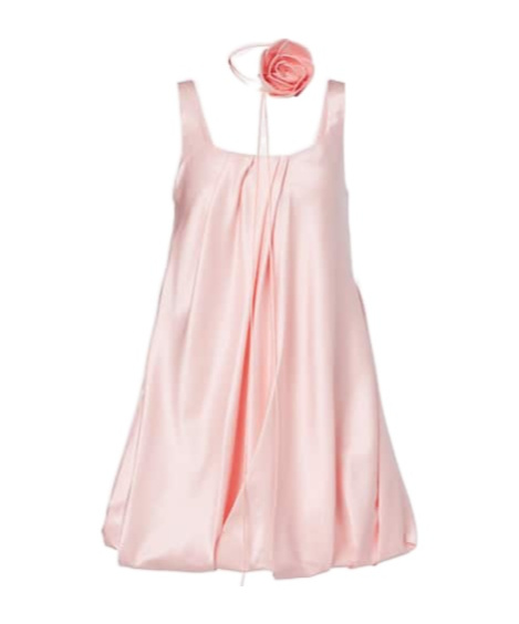 Leo Suki Cotton And Silk Satin Minidress In Pink