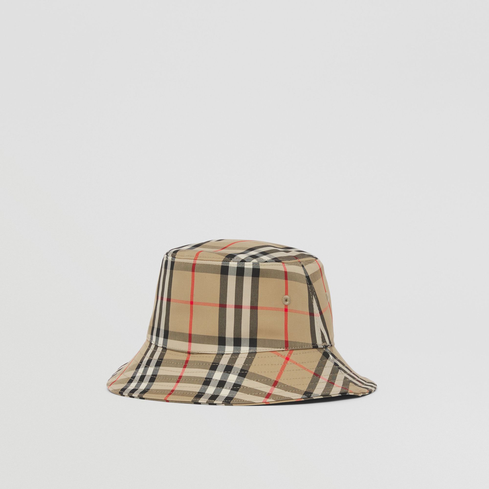 Burberry Kids Cotton Reversible Check Bucket Hat In Nude