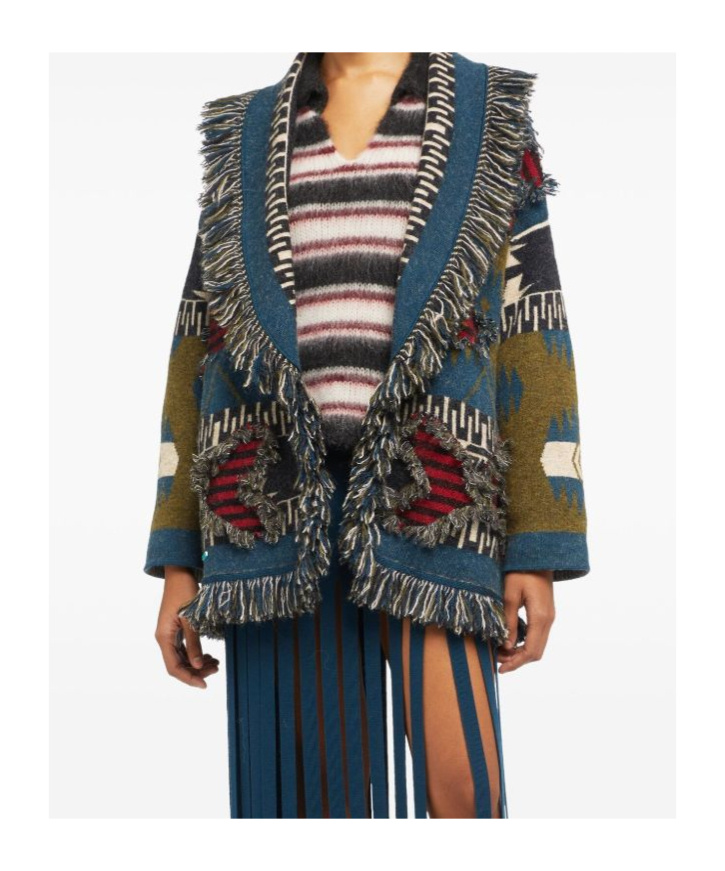 Alanui Grunge Anthem Cardigan In Animal Print