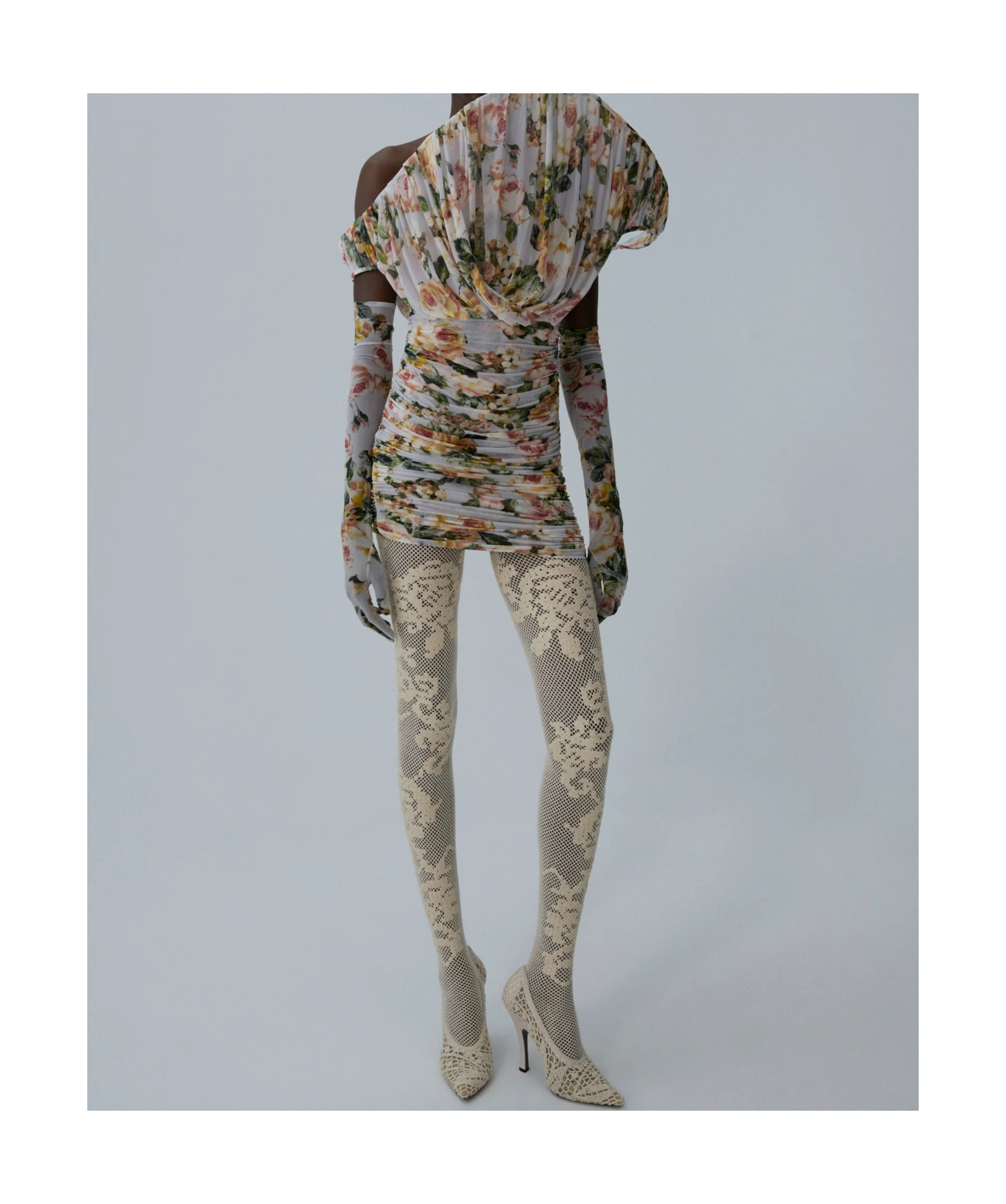 Magda Butrym One-shoulder Fan Mini Dress In Floral Print In Multi