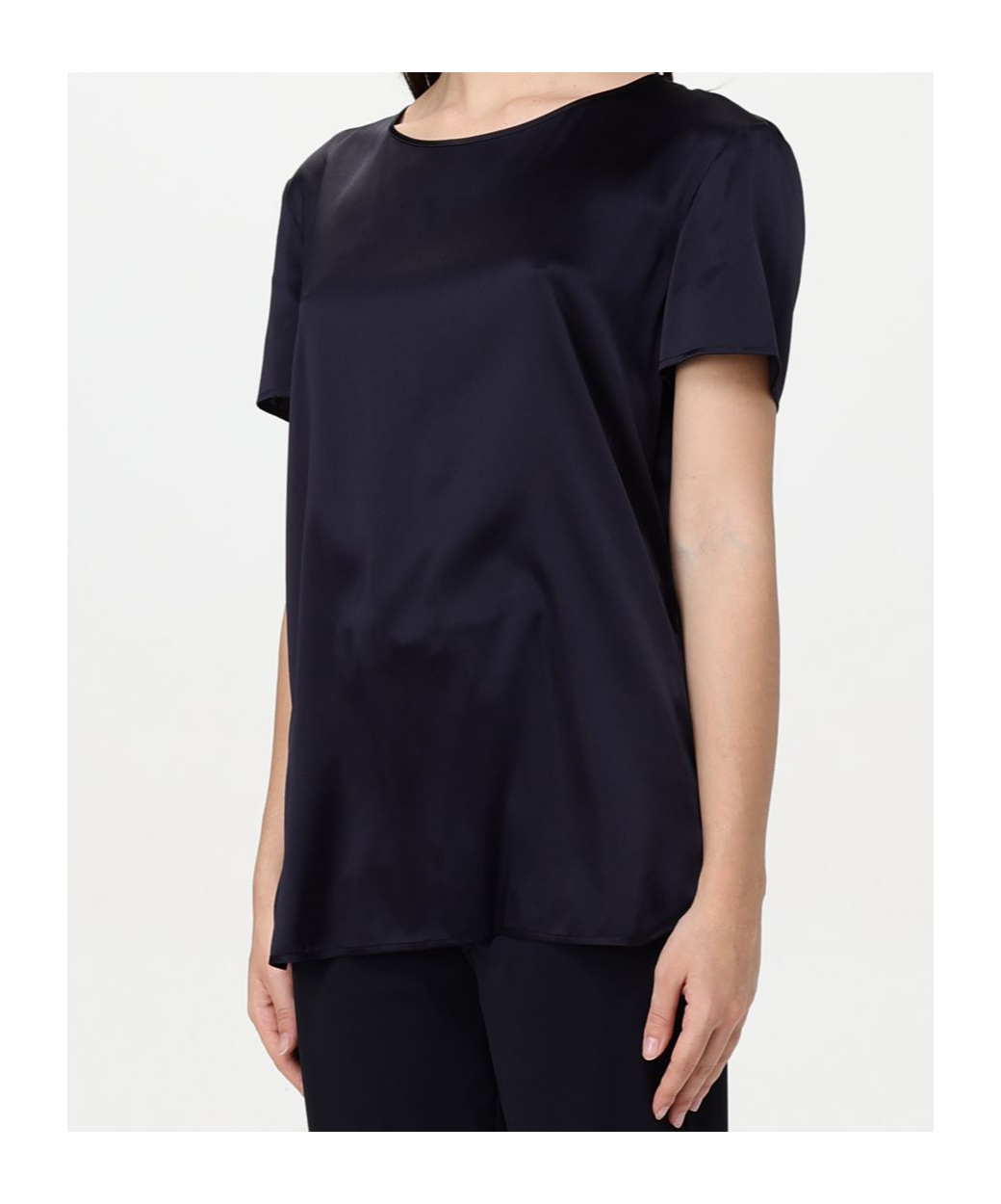 Max Mara Round Neck Short Sleeve T-shirt In Black