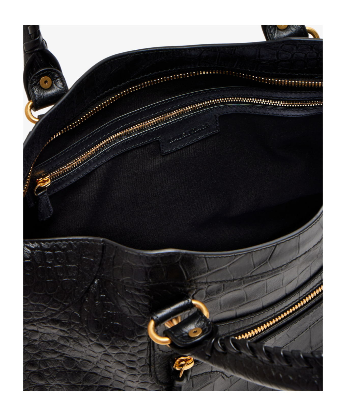 Balenciaga Medium Le City Crocodile-embossed Top-handle Tote Bag In Black