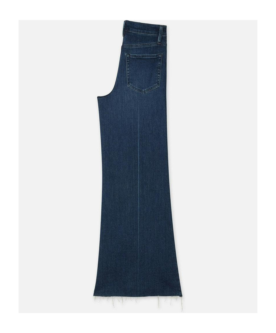 Shop Frame Le Palazzo Crop Raw Fray Jeans In Blue