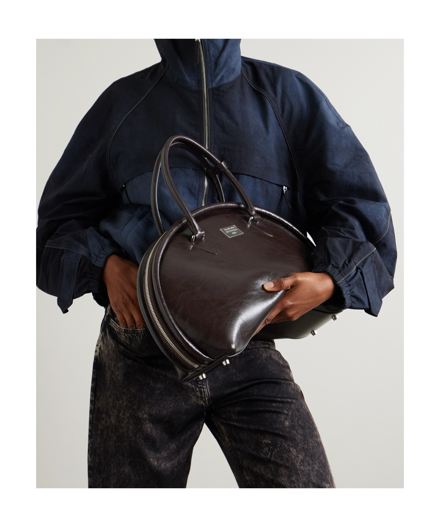 Acne Studios Brown Bowlina Shoulder Bag In Black