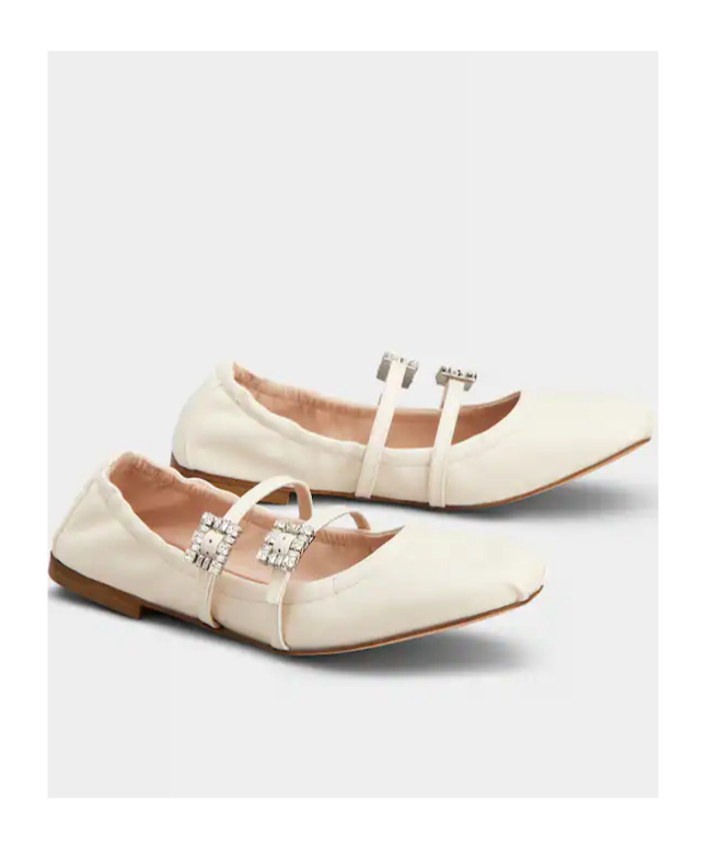 Roger Vivier "nappa Ballet Flats With Strass Buck In White