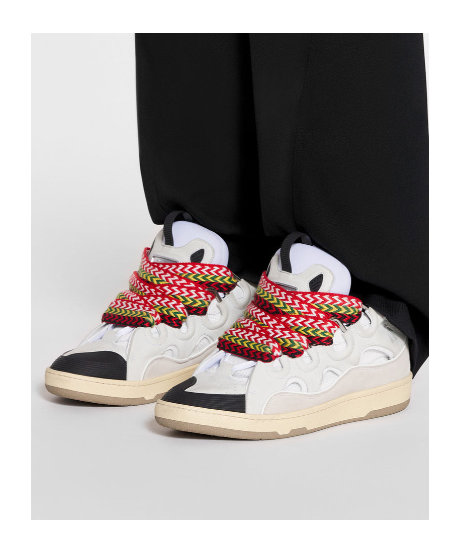 Lanvin Exaggerated Silhouette Leather And Rubber Sneakers In Nude