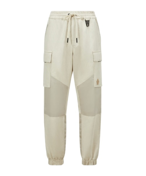 Moncler Grenoble White Cotton Clothing Trousers In Gray