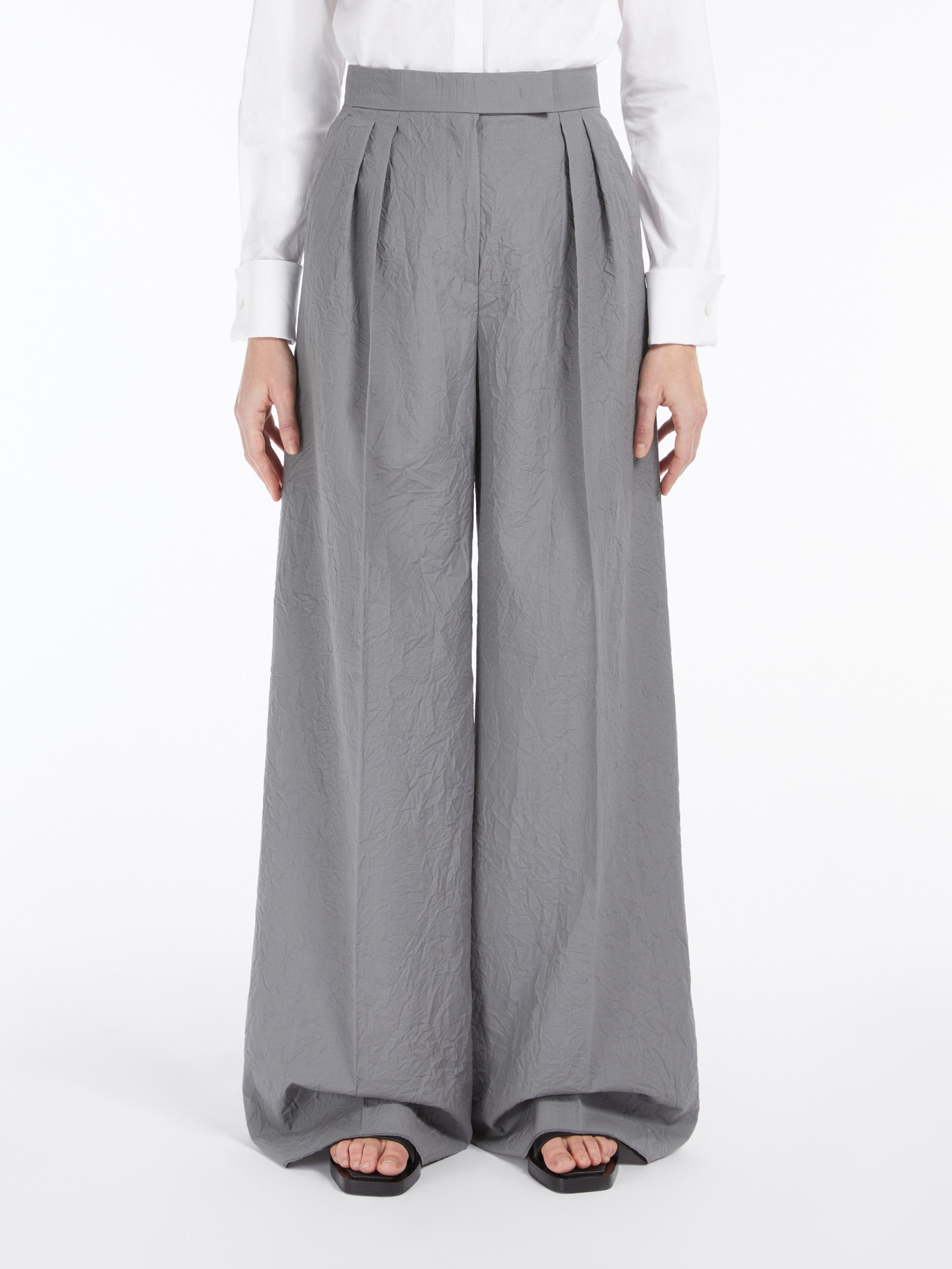 Max Mara Large Jambe Pants In Laine In Gray