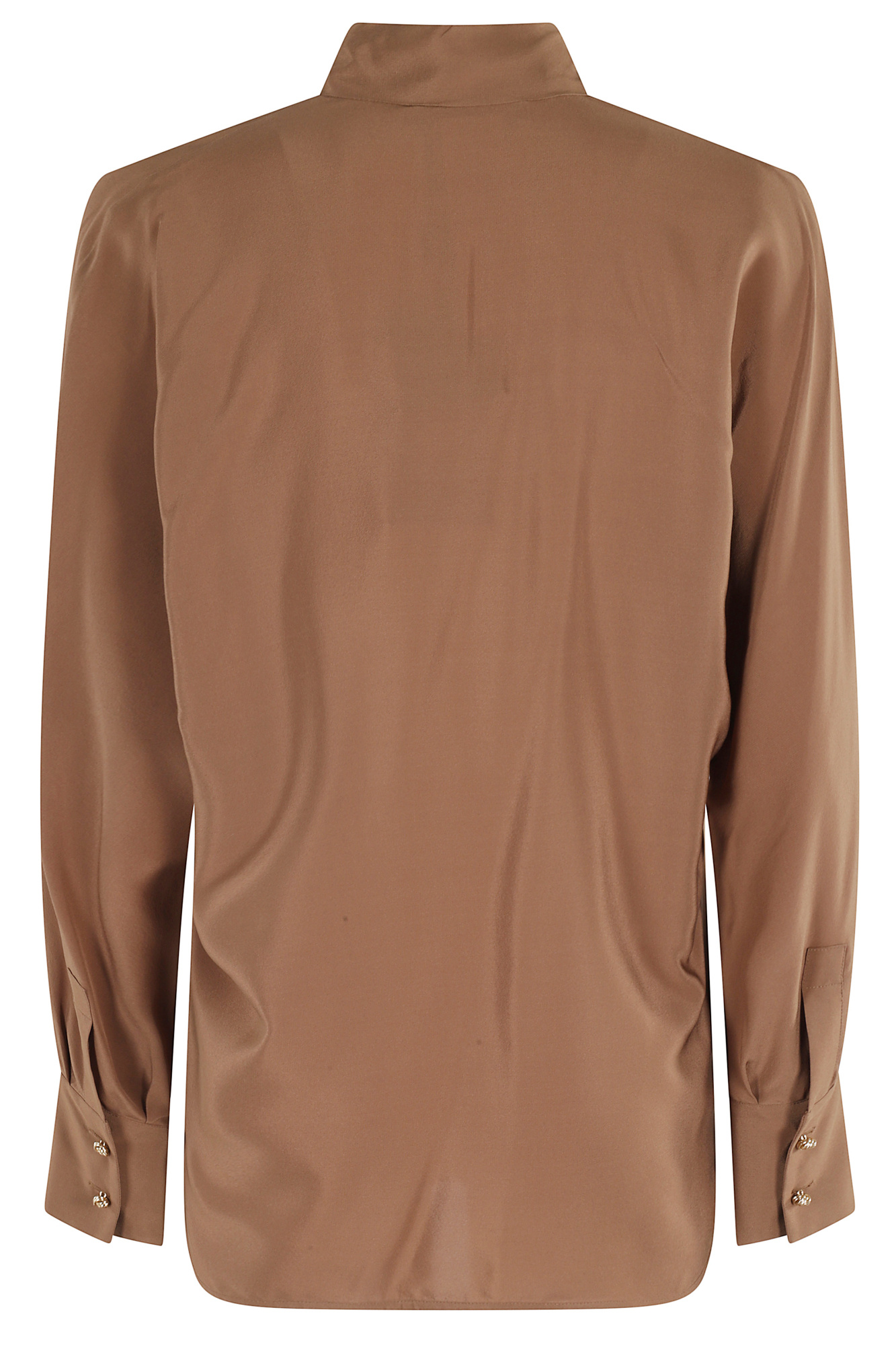 Max Mara Bow-collar Silk Blouse In Brown