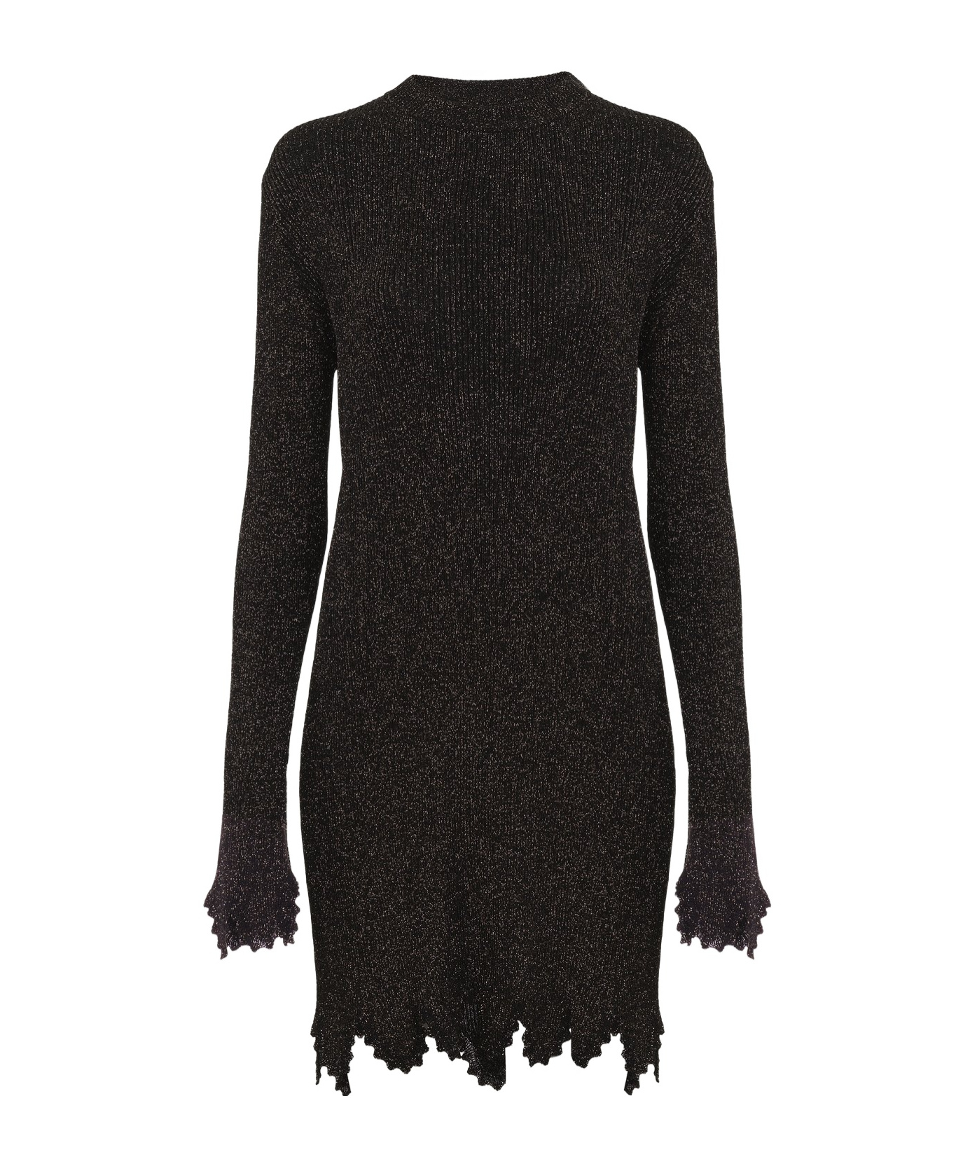 Chloé Robe Festonnée En Maille De Viscose Mélangée Femme Noir Taille S 100% Viscose In Black