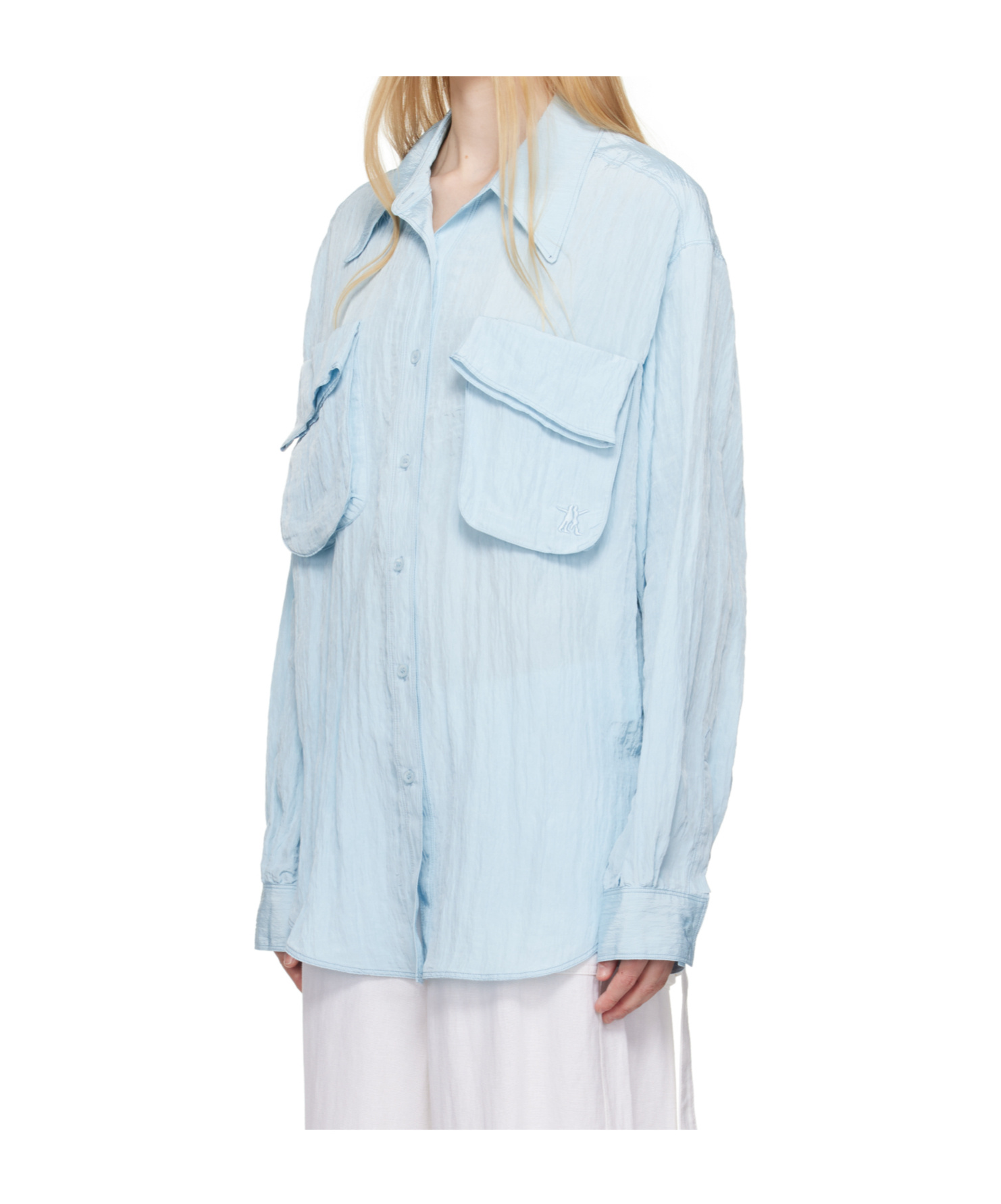 Open Yy Pleated Pocket Shirt In Blue