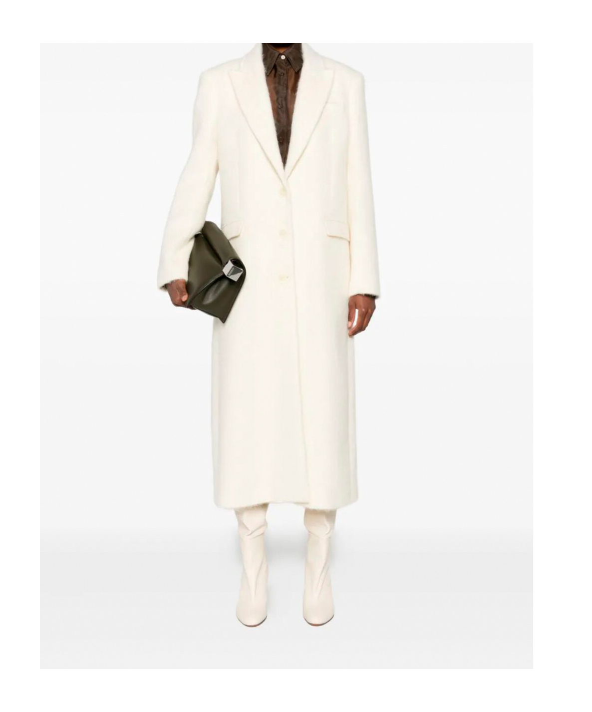 Patrizia Pepe Peak-lapel Coat In Neutral